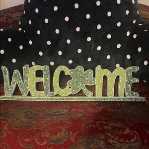 Glittery Green Welcome Sign